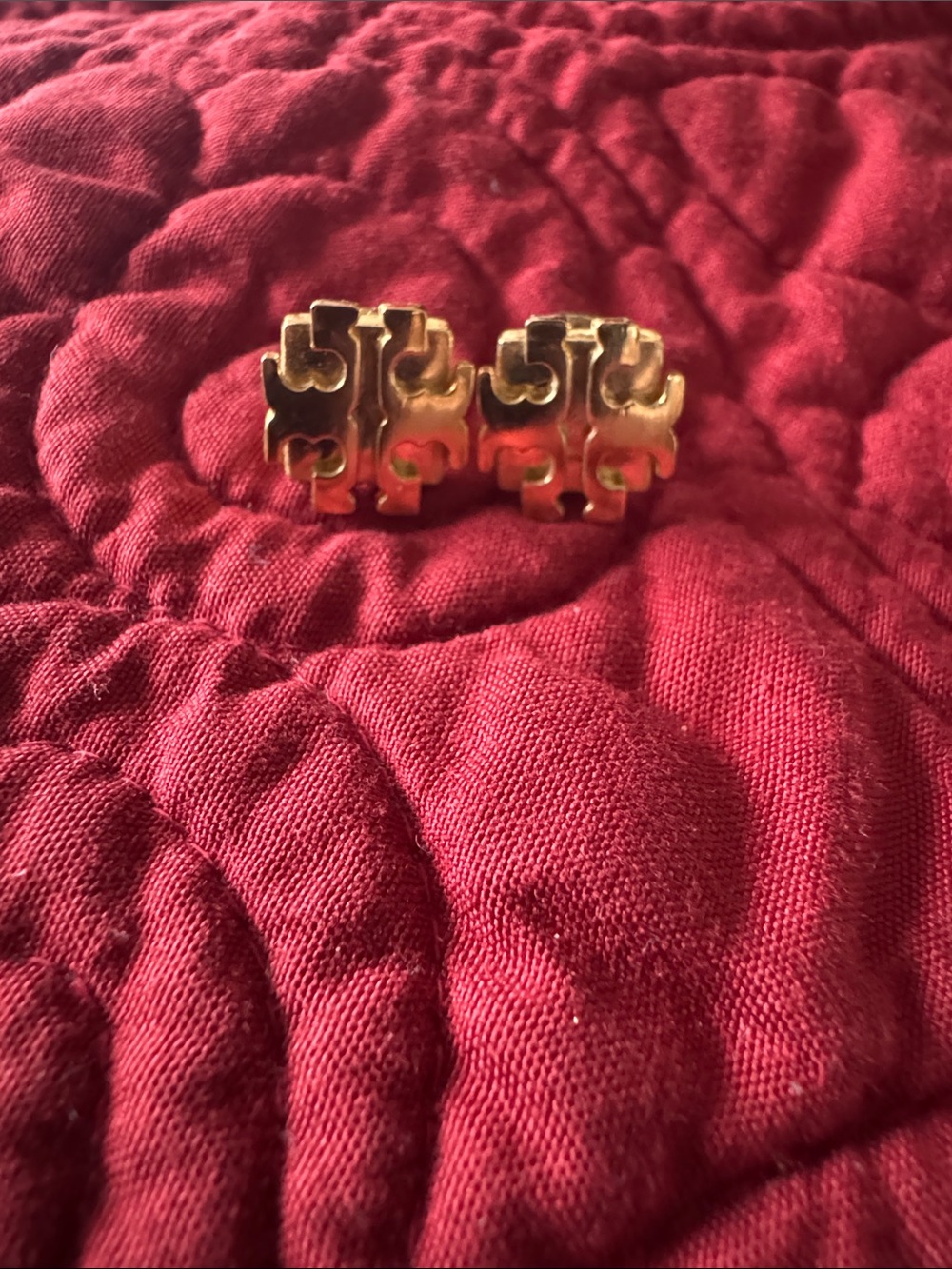 Tory Burch Gold Logo Stud Earrings